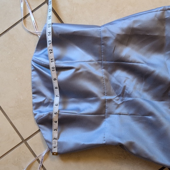 NWT Alfred Sung Strapless Column Gown Maxi Dress Back Slit Cloudy Blue 6 - Picture 10 of 13